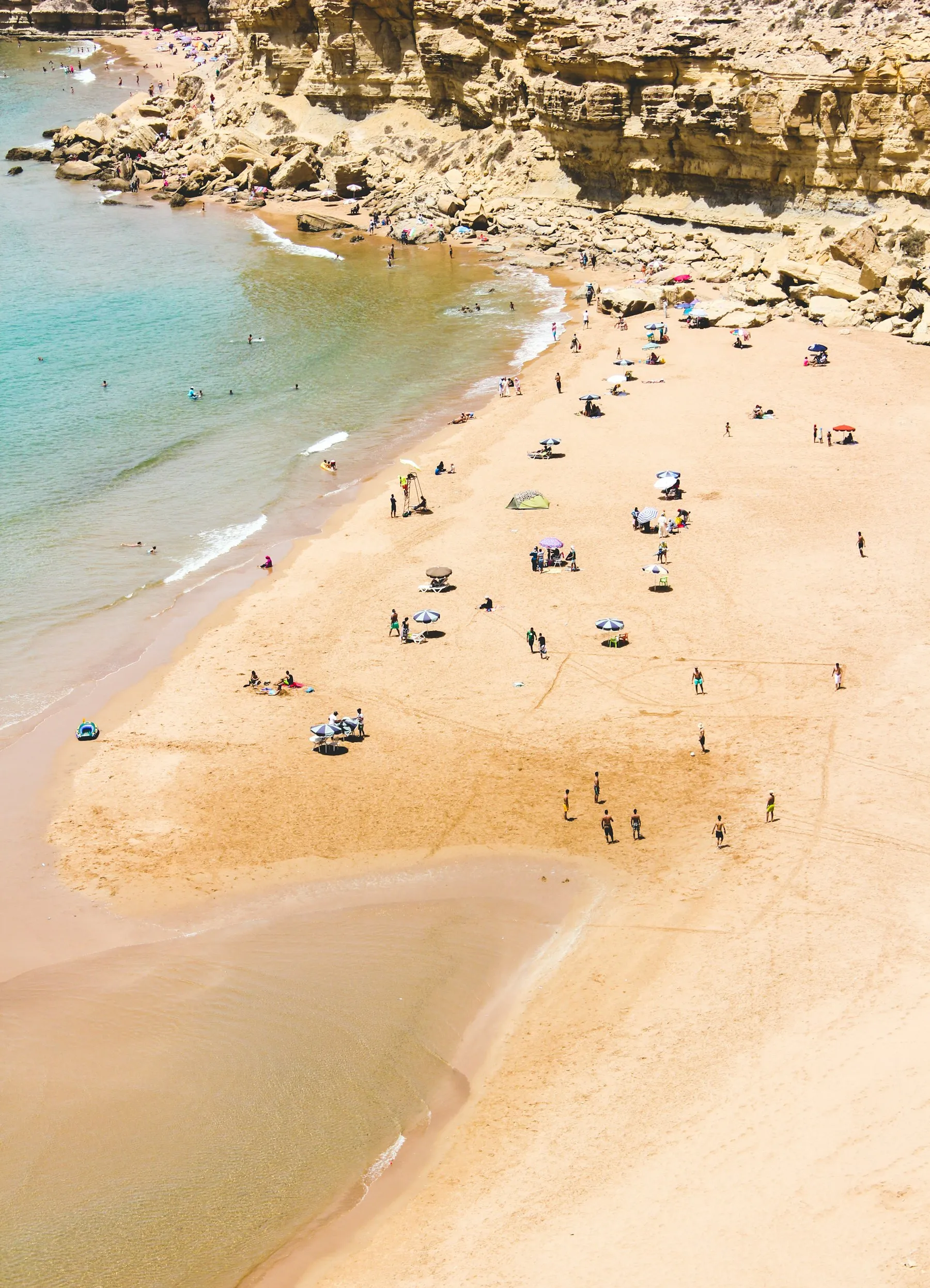 Aerial view of Imsouane bay and fishing village on the Atlantic coast